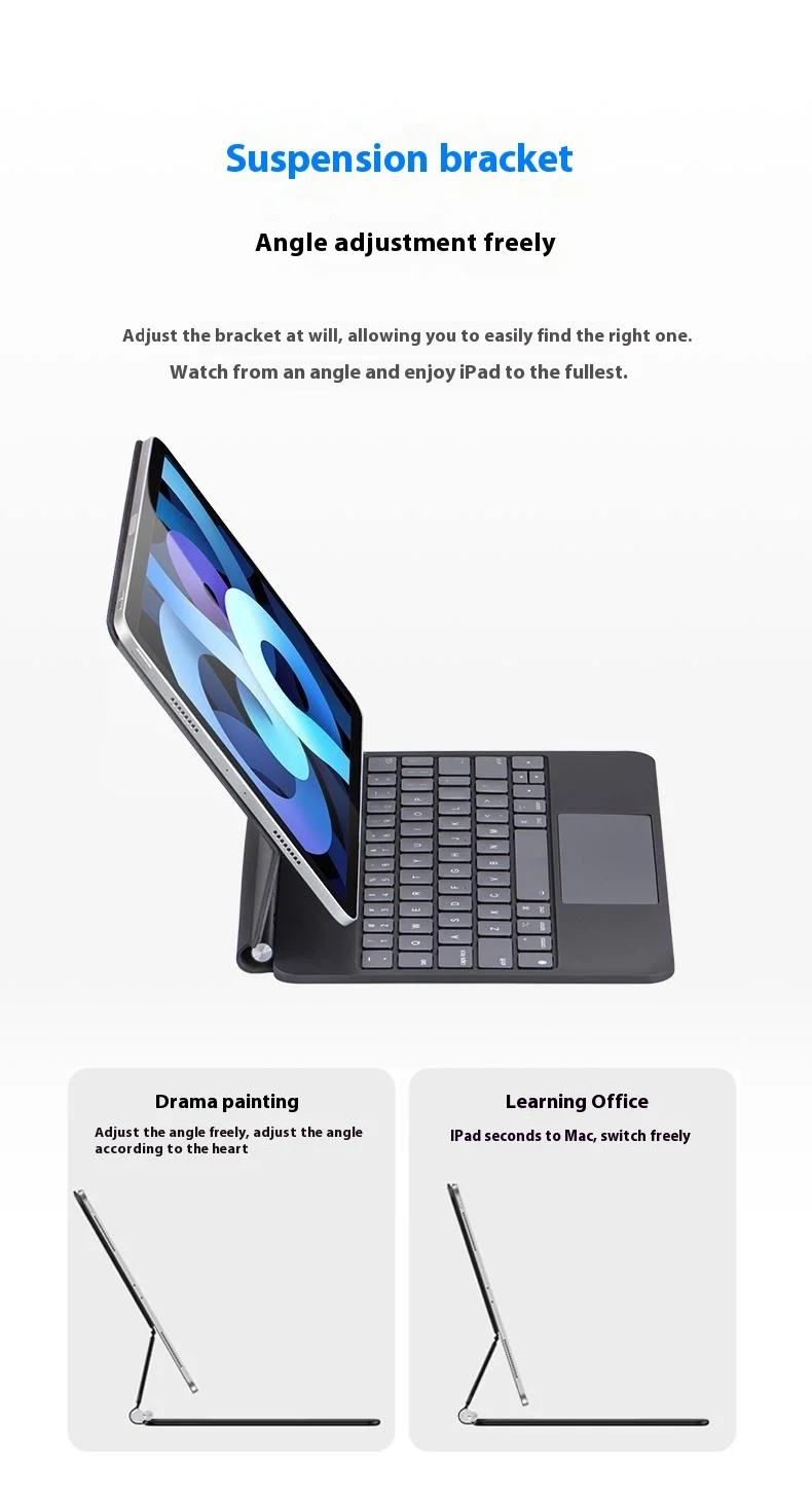 X7 Bluetooth-Compatible Keyboard for iPad Air 11 (2025) / (2024) / Air (2022) / (2020) / Pro 11 (2022) / (2021) / (2020) / (2018) Leather Case - White-Cellmalls