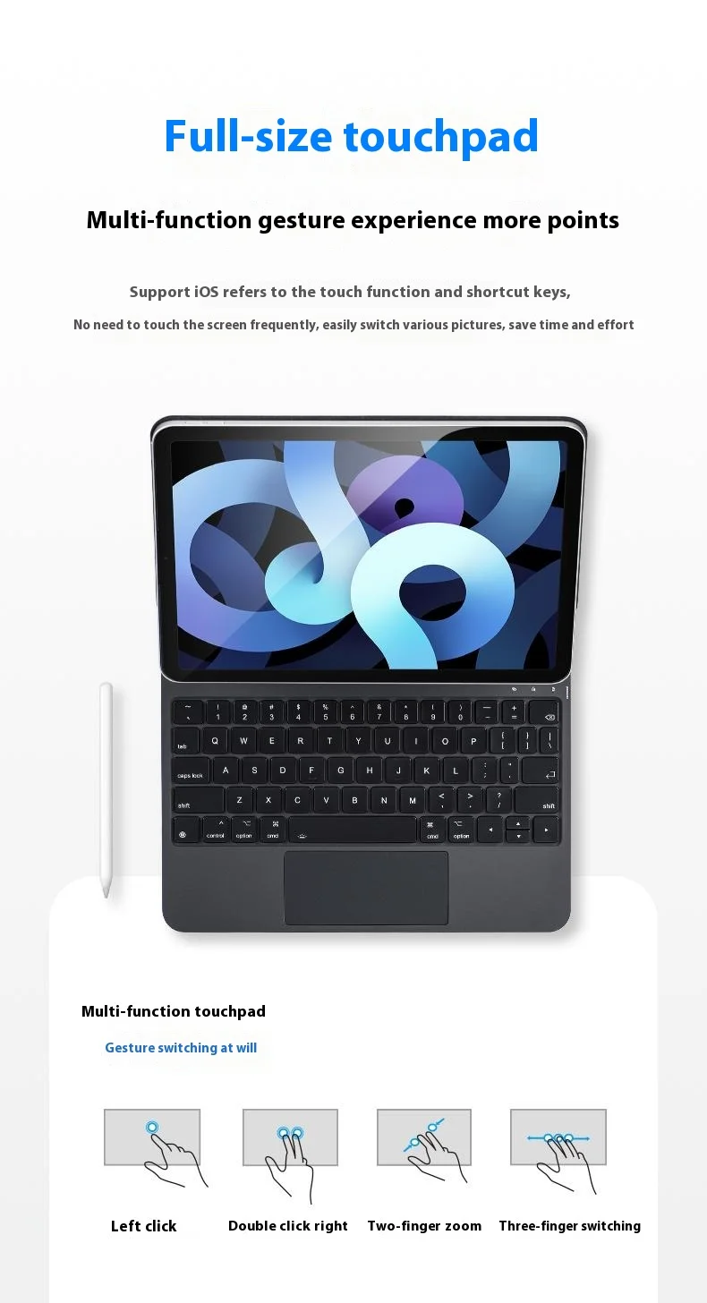 X7 Bluetooth-Compatible Keyboard for iPad Air 11 (2025) / (2024) / Air (2022) / (2020) / Pro 11 (2022) / (2021) / (2020) / (2018) Leather Case - White-Cellmalls