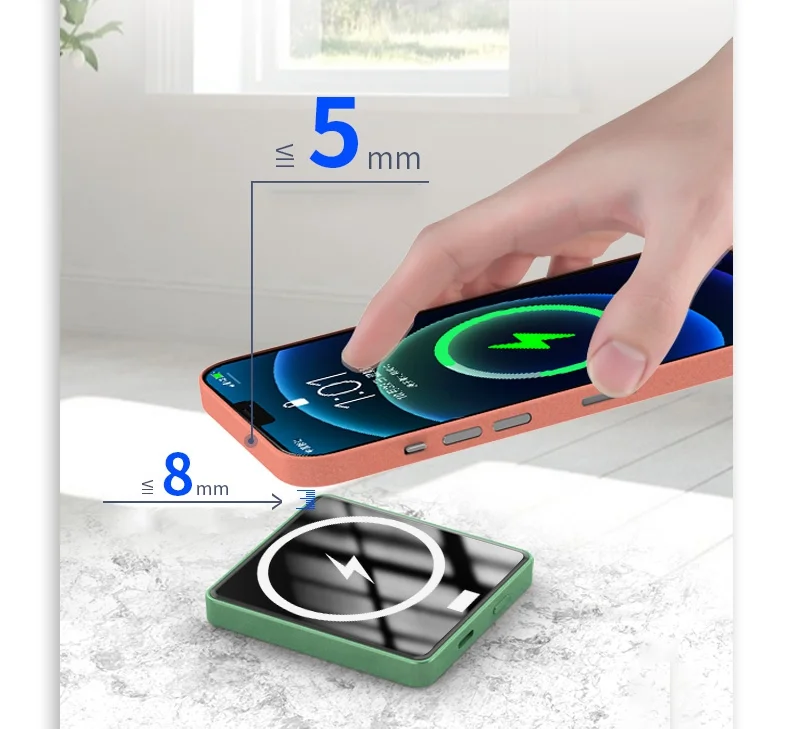 E30 10000mAh Magnetic Power Bank 15W Wireless Charging PD + QC 20W External Battery Pack Phone Charger - Green-Cellmalls
