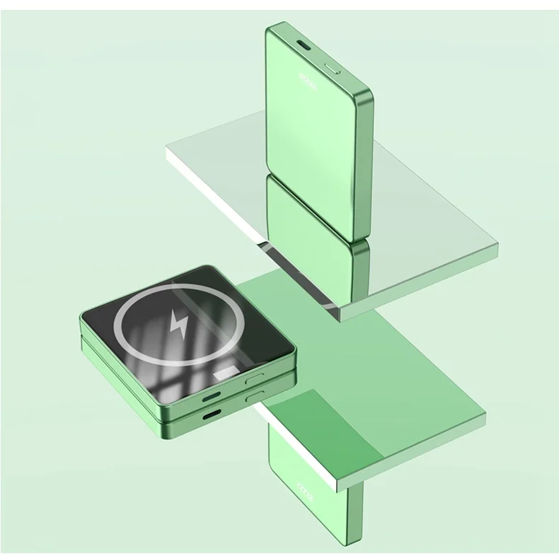 E30 10000mAh Magnetic Power Bank 15W Wireless Charging PD + QC 20W External Battery Pack Phone Charger - Green-Cellmalls