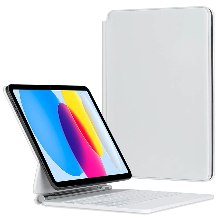 P10 For iPad (2025) / 10.9 (2022) Touchpad Wireless Bluetooth-Compatible Keyboard Support Stand Case - White-Cellmalls