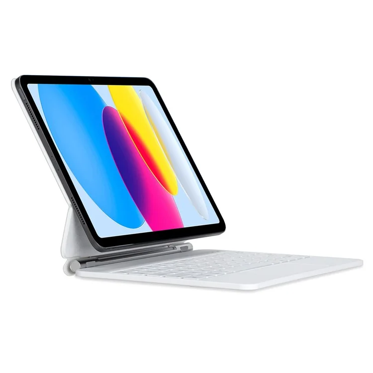 P10 For iPad (2025) / 10.9 (2022) Touchpad Wireless Bluetooth-Compatible Keyboard Support Stand Case - White-Cellmalls