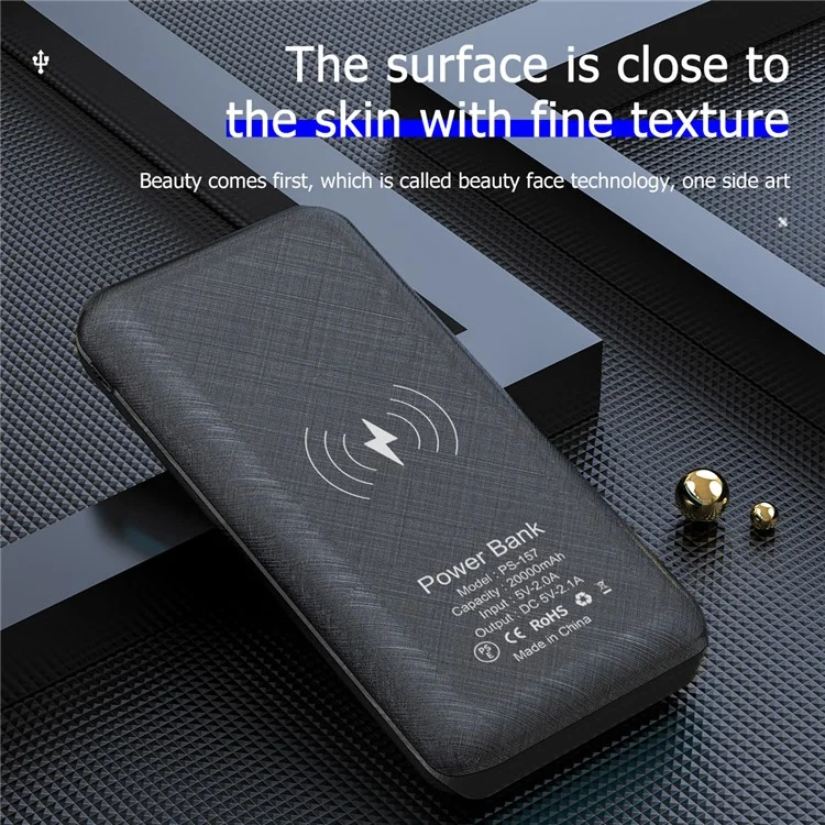 157 20000mAh Solar Power Bank 3 USB Ports Dual LED Light Phone Charger Support Wireless Charging - Black-Cellmalls