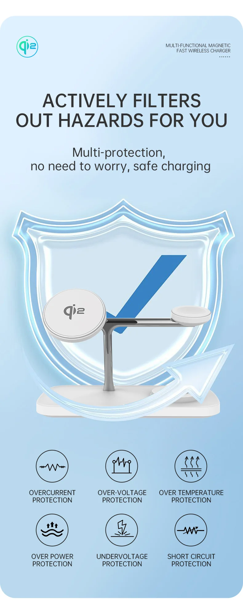 T255 Qi2 15W Magnetic Wireless Charger Watch Earphone Cellphone 3 in 1 Desktop Charging Stand - White-Cellmalls