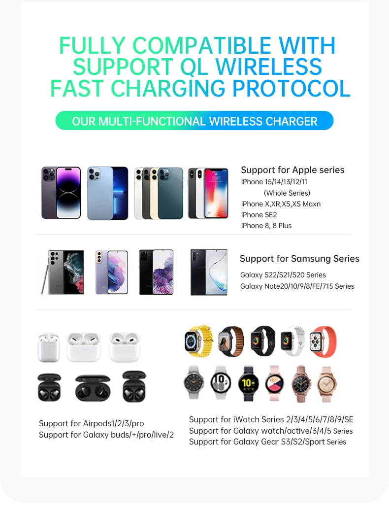 T255 Qi2 15W Magnetic Wireless Charger Watch Earphone Cellphone 3 in 1 Desktop Charging Stand - White-Cellmalls