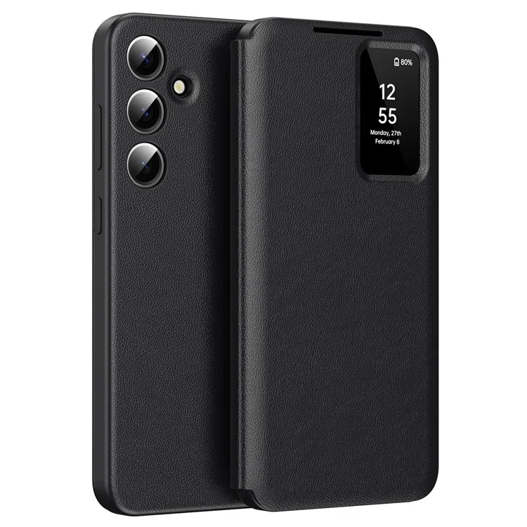 For Samsung Galaxy S25+ Leather Phone Case with View Window Card Slot - Sapphire-Cellmalls