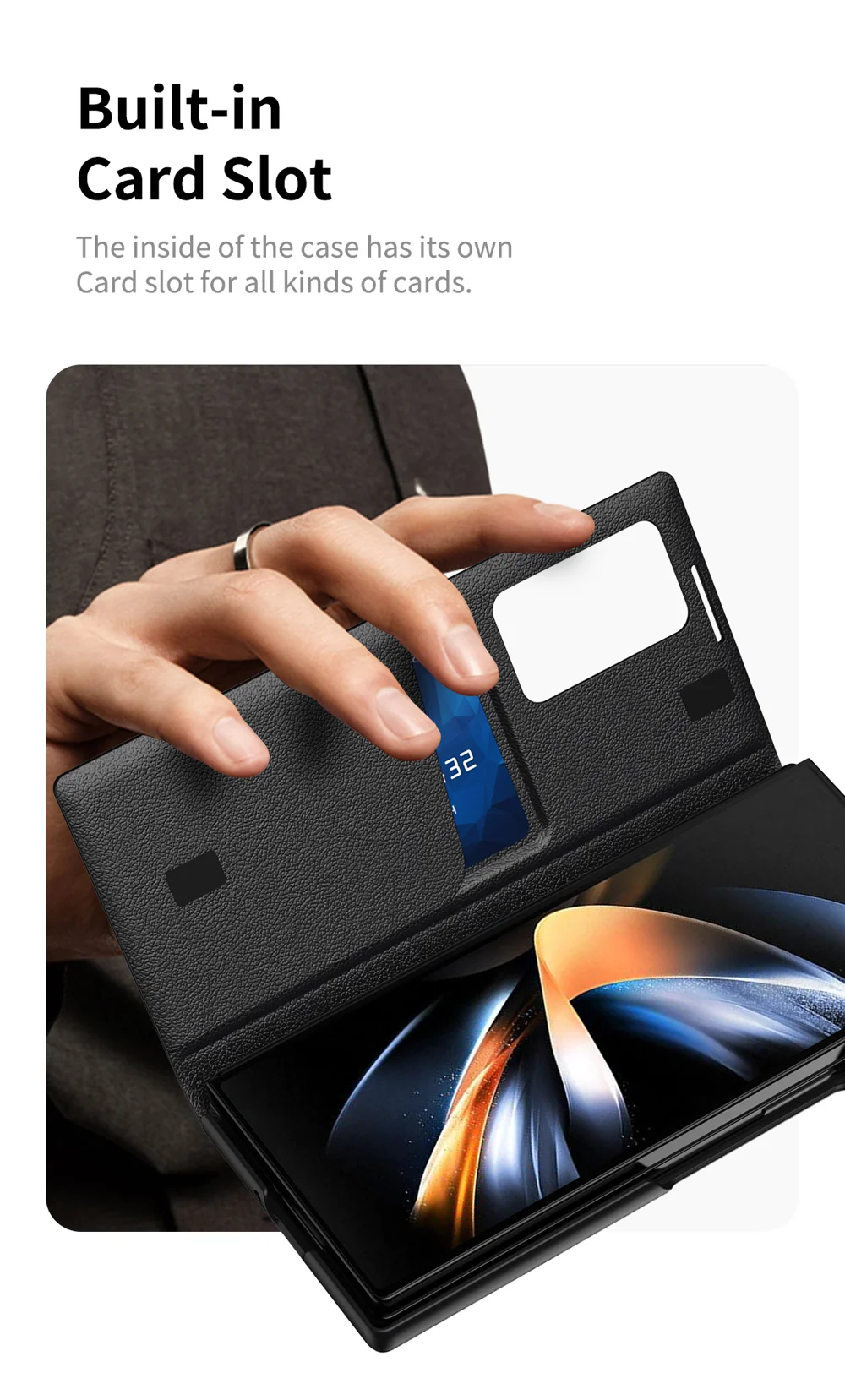 For Samsung Galaxy Z Fold3 5G Case Leather Phone Cover with View Window Card Slot - Sapphire-Cellmalls