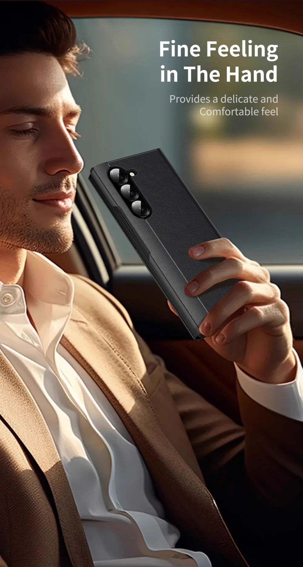 For Samsung Galaxy Z Fold6 5G Case with Card Holder Smart View Window Leather Phone Cover - Sapphire-Cellmalls