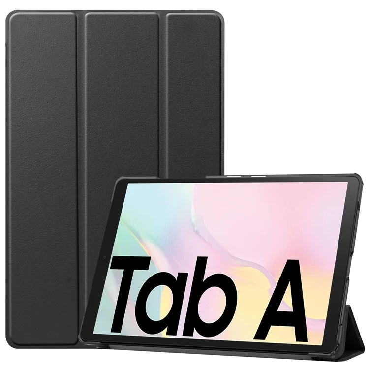 Tri-fold Leather Stand Case Wake / Sleep Smart Cover for Samsung Galaxy Tab A7 10.4 (2020) / (2022) T500   - Black-Cellmalls