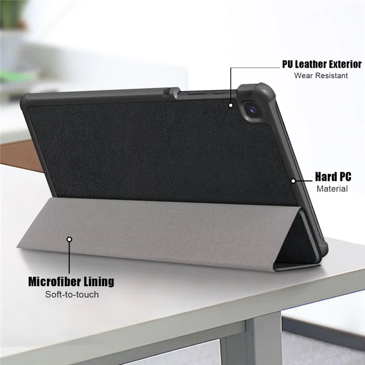 Tri-fold Leather Stand Case for Samsung Galaxy Tab A7 Lite T220/T225 8.7-Inch - Black-Cellmalls