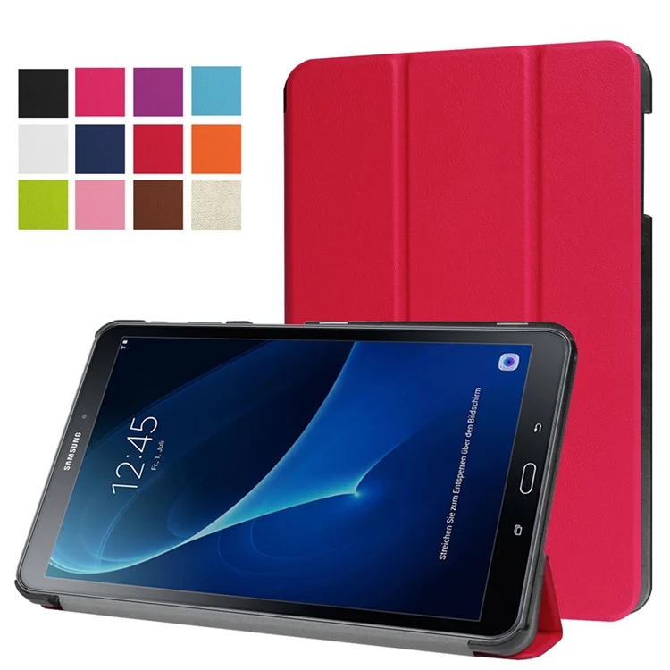Tri-Fold Stand Leather Smart Case for Samsung Galaxy Tab A 10.1 T580 / T585 (2016) - Black-Cellmalls
