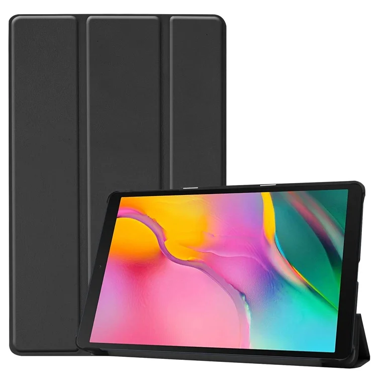 Ultra Lightweight Tri-Fold Stand PU Leather Hard PC Protective Cover for Samsung Galaxy TAB A 10.1 2019 SM-T510 / SM-T515 - Black-Cellmalls
