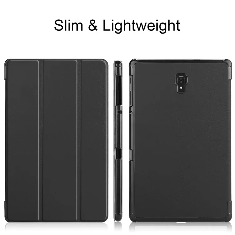 Tri-fold Stand PU Leather Smart Case for Samsung Galaxy Tab A 10.5 T595/T590 - Black-Cellmalls