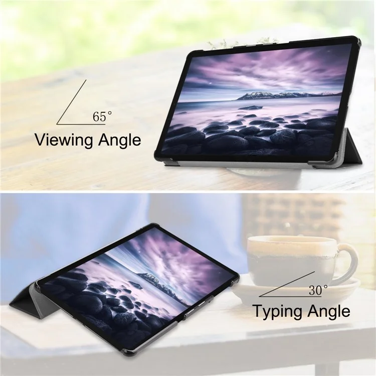 Tri-fold Stand PU Leather Smart Case for Samsung Galaxy Tab A 10.5 T595/T590 - Black-Cellmalls
