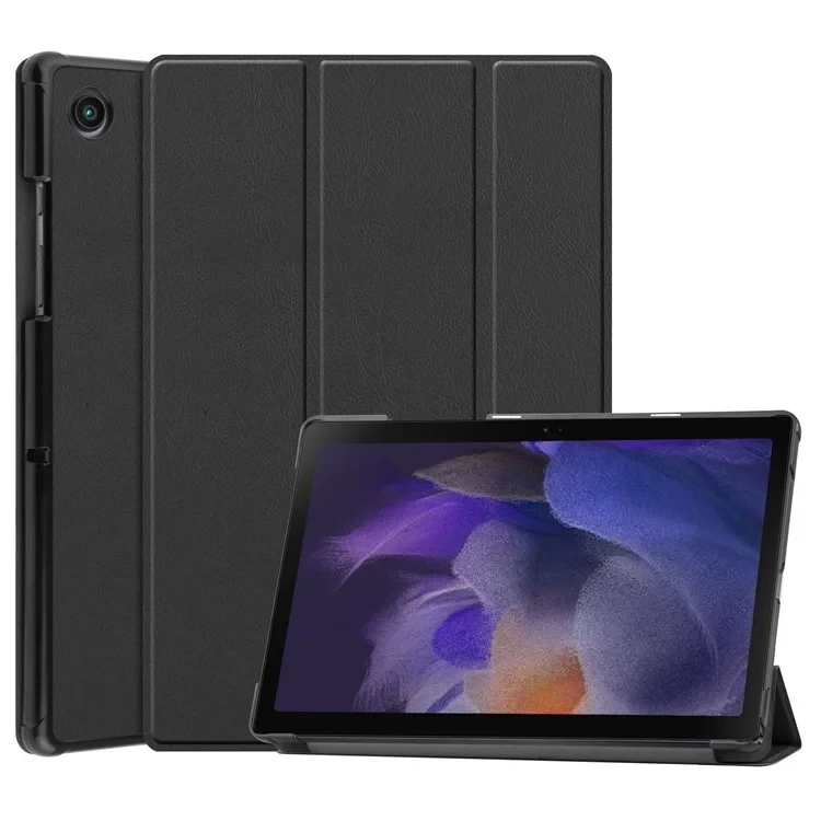 For Samsung Galaxy Tab A8 10.5 (2021) / A8 10.5 (2022) Trifold Stand PU Leather Hard PC Inner Shockproof Protective Tablet Cover - Black-Cellmalls