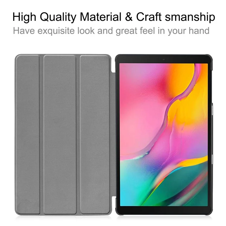 Ultra Lightweight Tri-Fold Stand PU Leather Hard PC Protective Cover for Samsung Galaxy TAB A 10.1 2019 SM-T510 / SM-T515 - Black-Cellmalls