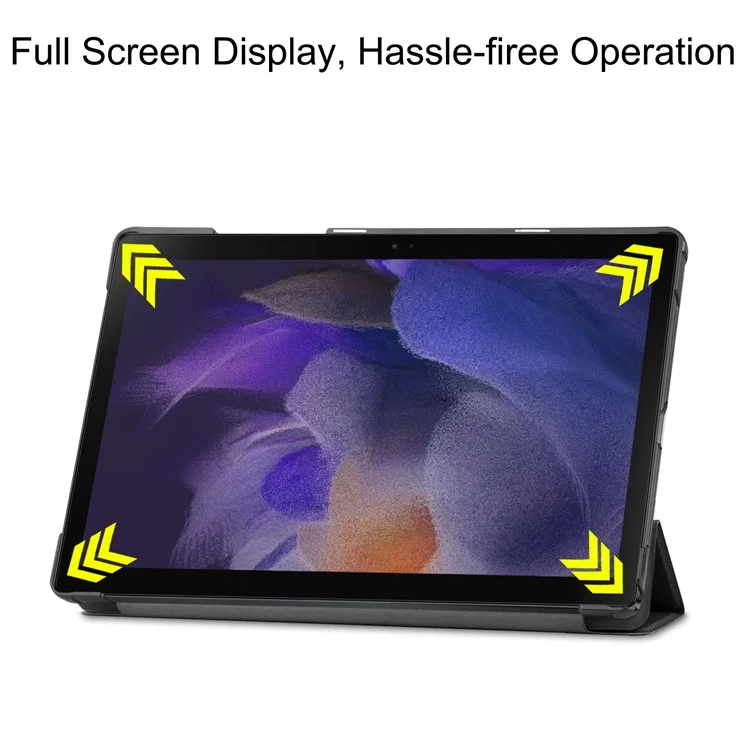 For Samsung Galaxy Tab A8 10.5 (2021) / A8 10.5 (2022) Trifold Stand PU Leather Hard PC Inner Shockproof Protective Tablet Cover - Black-Cellmalls