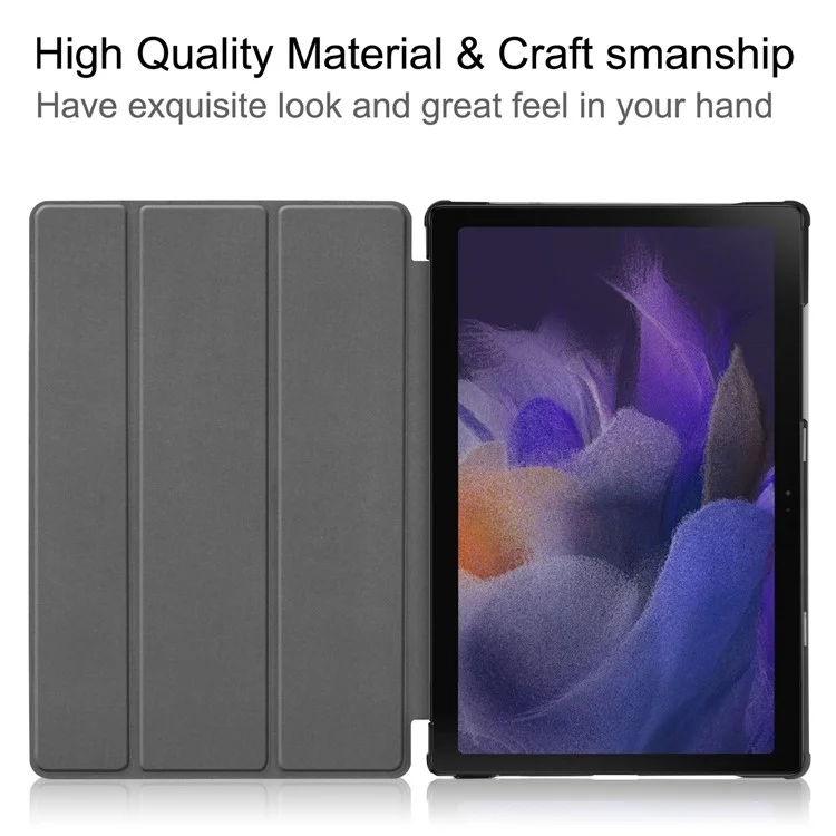 For Samsung Galaxy Tab A8 10.5 (2021) / A8 10.5 (2022) Trifold Stand PU Leather Hard PC Inner Shockproof Protective Tablet Cover - Black-Cellmalls