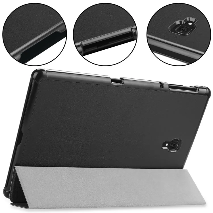Tri-fold Stand PU Leather Smart Case for Samsung Galaxy Tab A 10.5 T595/T590 - Black-Cellmalls