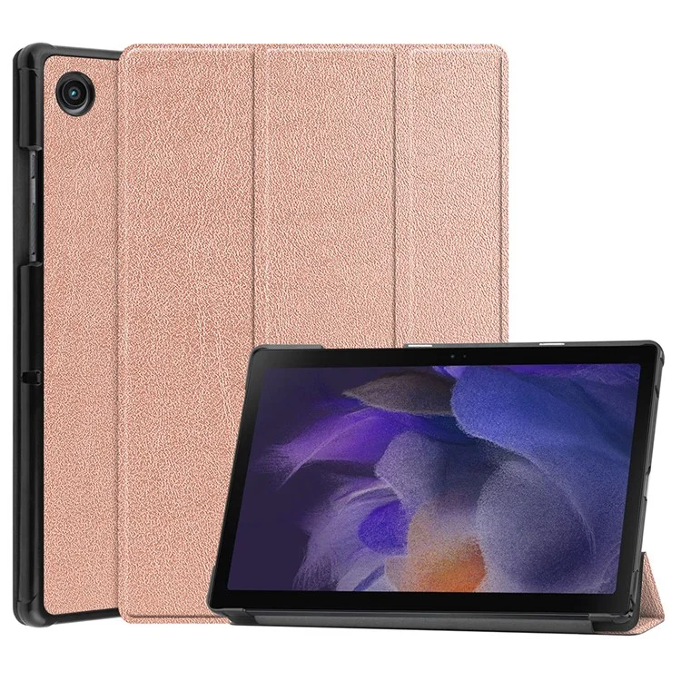 For Samsung Galaxy Tab A8 10.5 (2021) / A8 10.5 (2022) Trifold Stand PU Leather Hard PC Inner Shockproof Protective Tablet Cover - Black-Cellmalls