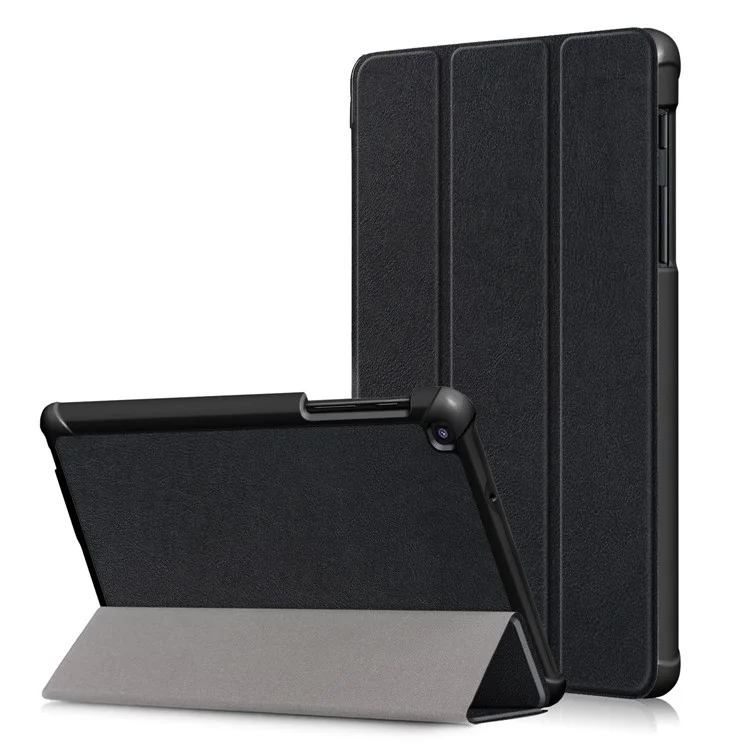 PU Leather Protection Cover Case with Tri-fold Stand for Samsung Galaxy Tab A 8.0 (2019) with S Pen P200 P205 - Black-Cellmalls