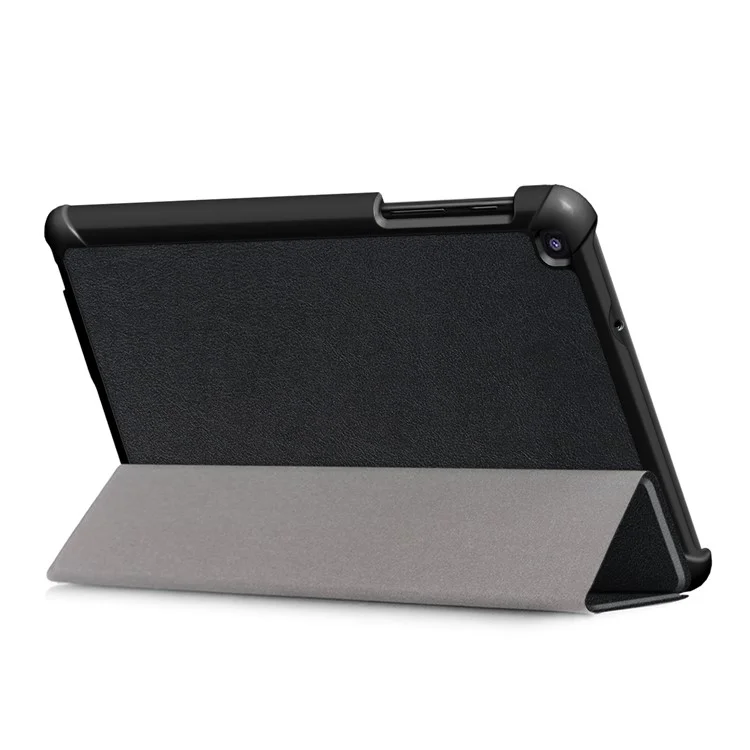PU Leather Protection Cover Case with Tri-fold Stand for Samsung Galaxy Tab A 8.0 (2019) with S Pen P200 P205 - Black-Cellmalls