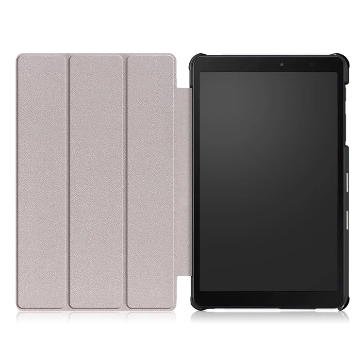 PU Leather Protection Cover Case with Tri-fold Stand for Samsung Galaxy Tab A 8.0 (2019) with S Pen P200 P205 - Black-Cellmalls