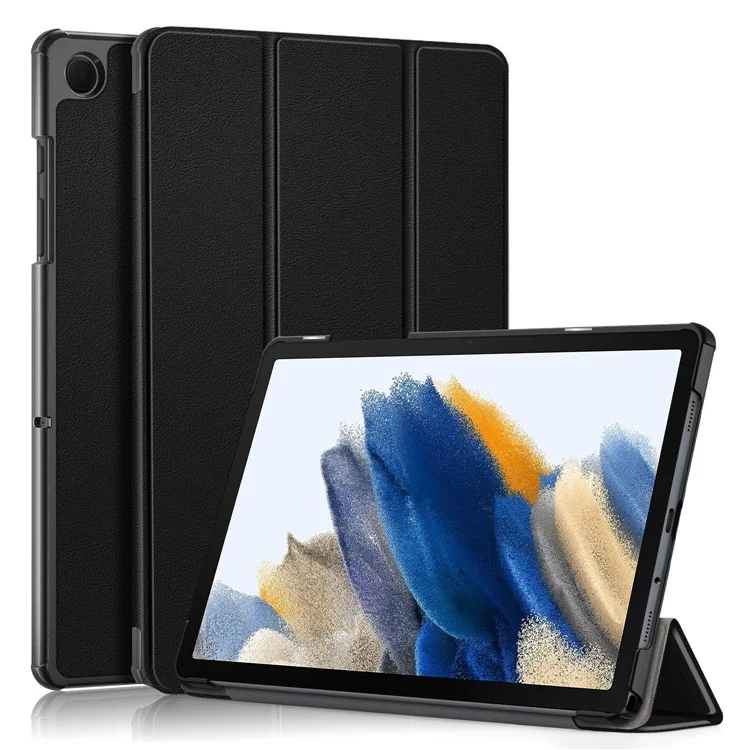 For Samsung Galaxy Tab  A9+ X210 / X216 / X218 PU Leather Smart Cover Tri-Fold Stand Tablet Case - Black-Cellmalls