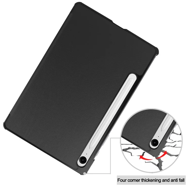 For Samsung Galaxy Tab S10 FE / S9 FE Case Anti-Drop Leather Stand Tablet Cover - Black-Cellmalls