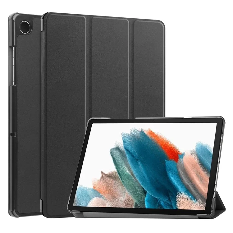 For Samsung Galaxy Tab A9 Tri-fold Stand PU Leather Tablet Case Full Protection Tablet Cover - Black-Cellmalls