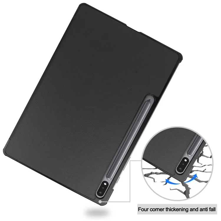 For Samsung Galaxy Tab S10+ / S9 FE+ / S9+ Case Anti-Drop Leather Stand Tablet Cover - Black-Cellmalls