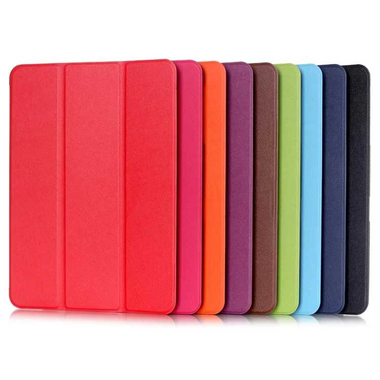 Textured Anti-scratch Tri-fold Stand Smart Leather Tablet Cover for Samsung Galaxy Tab S2 9.7 T810 T815 - Black-Cellmalls