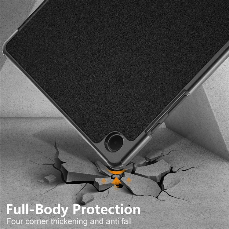 For Samsung Galaxy Tab  A9+ X210 / X216 / X218 PU Leather Smart Cover Tri-Fold Stand Tablet Case - Black-Cellmalls