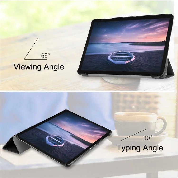 Tri-fold Stand PU Leather Smart Case for Samsung Galaxy Tab S4 10.5 T830/T835 - Black-Cellmalls