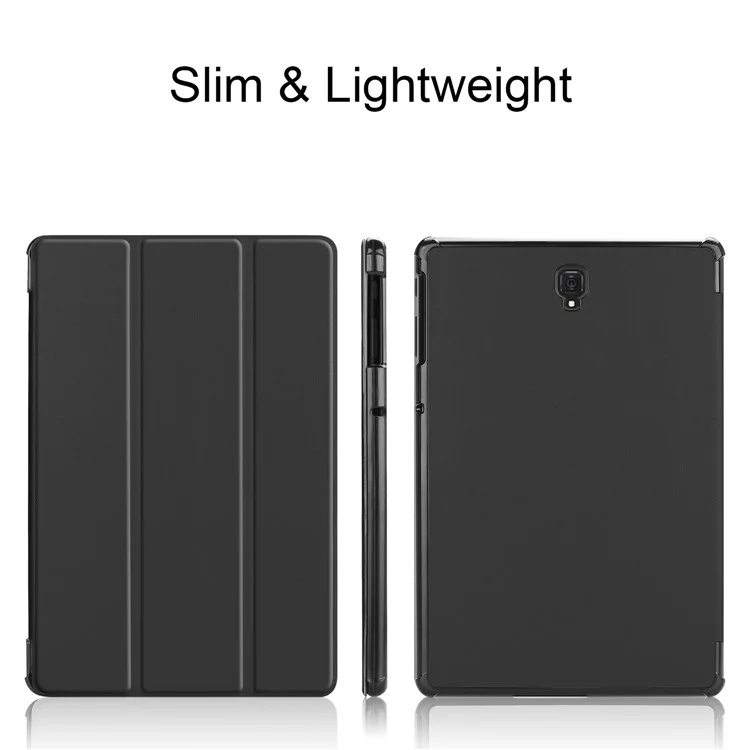 Tri-fold Stand PU Leather Smart Case for Samsung Galaxy Tab S4 10.5 T830/T835 - Black-Cellmalls