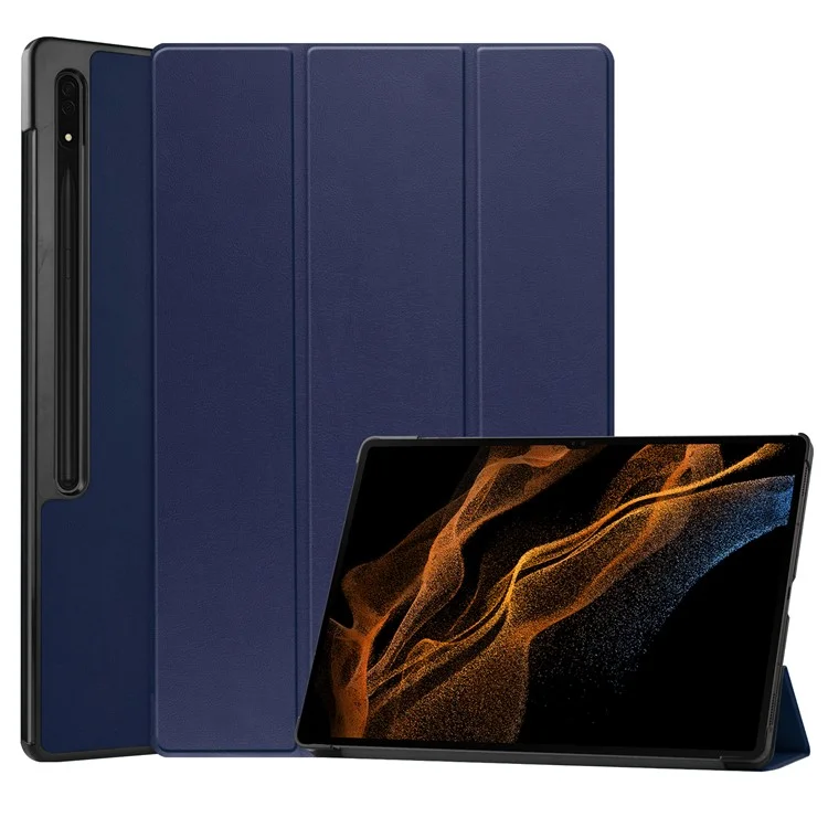 Leather Case for Samsung Galaxy Tab S10 Ultra / Tab S9 Ultra / Tab S8 Ultra Anti-Drop Stand Tablet Cover - Black-Cellmalls