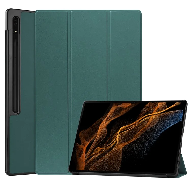 Leather Case for Samsung Galaxy Tab S10 Ultra / Tab S9 Ultra / Tab S8 Ultra Anti-Drop Stand Tablet Cover - Black-Cellmalls