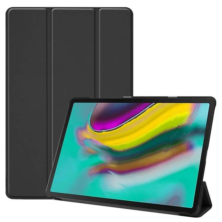 Slim Lightweight Stable Tri-fold Stand Stand PU Leather Protective Full Body Cover for Samsung Galaxy Tab S5e SM-T720 Protective Tablet Cover - Black-Cellmalls