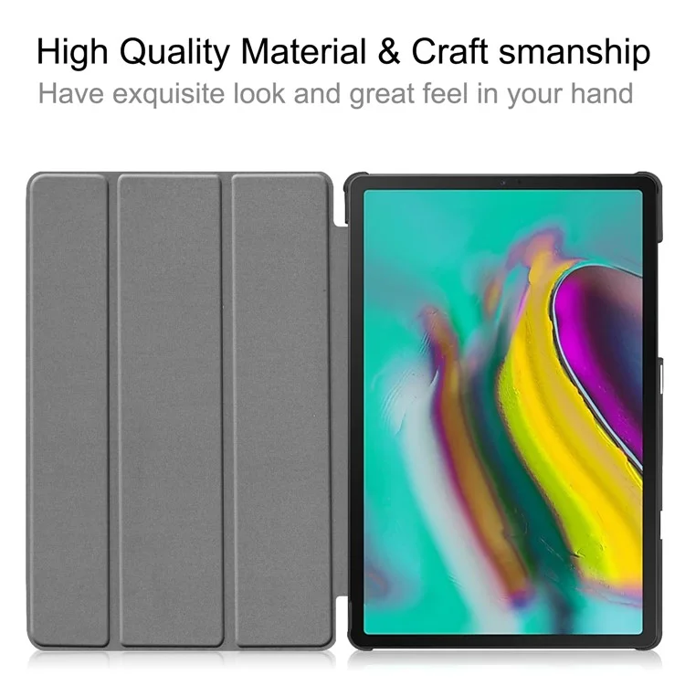 Slim Lightweight Stable Tri-fold Stand Stand PU Leather Protective Full Body Cover for Samsung Galaxy Tab S5e SM-T720 Protective Tablet Cover - Black-Cellmalls