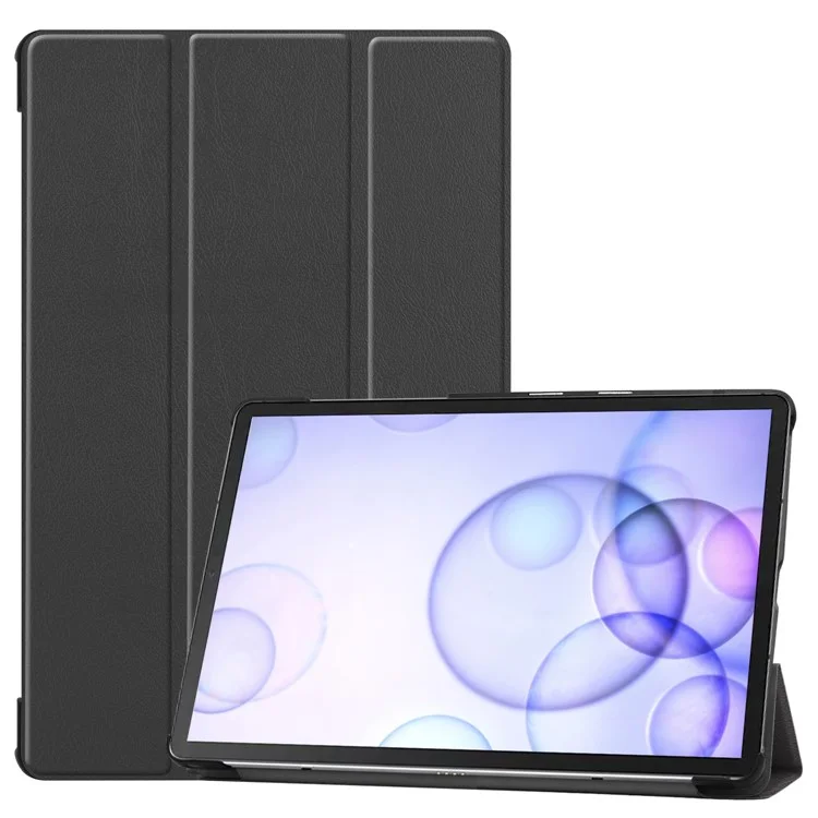 Stable Tri-fold Stand Stand Leather Case Smart Tablet Cover Shell for Samsung Galaxy Tab S6 T860 (Wi-Fi) / T865 (LTE) - Black-Cellmalls