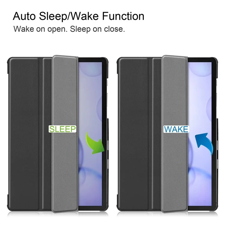 Stable Tri-fold Stand Stand Leather Case Smart Tablet Cover Shell for Samsung Galaxy Tab S6 T860 (Wi-Fi) / T865 (LTE) - Black-Cellmalls