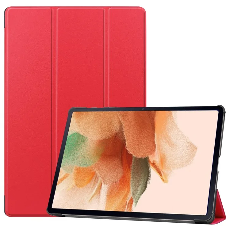 Full Protection Stable Tri-fold Stand Stand Design Leather Case for Samsung Galaxy Tab S7 FE SM-T730/SM-T736 - Rose Gold-Cellmalls