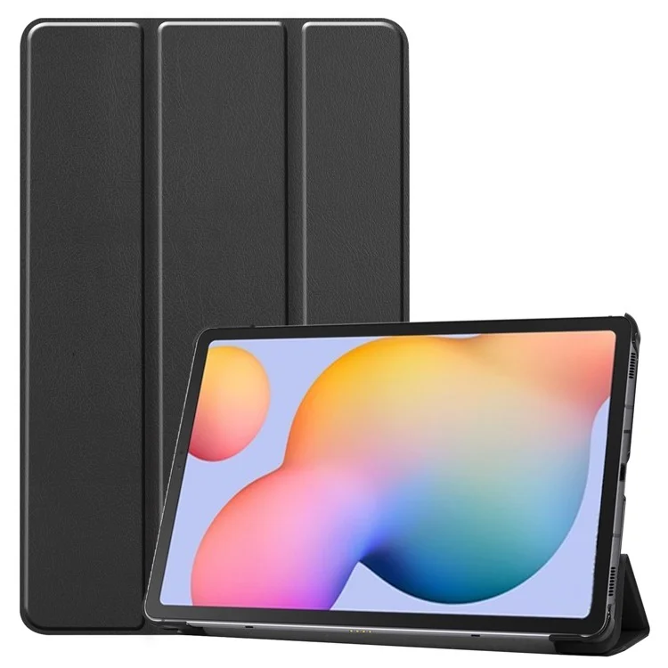 Tablet Case for Samsung Galaxy Tab S6 Lite (2024) / (2022) / (2020) Tri-Fold Stand PU Leather Cover - Black-Cellmalls