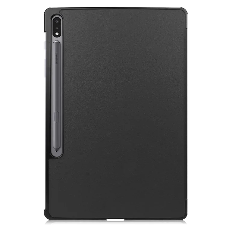 Tri-fold Stand Leather Smart Case for Samsung Galaxy Tab S7+ / S8+ - Black-Cellmalls