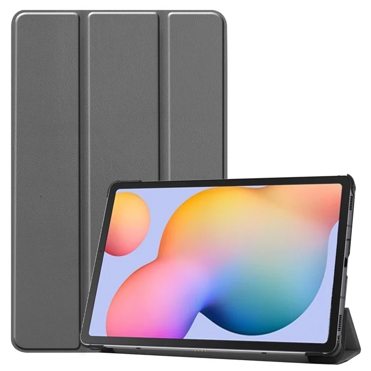 Tablet Case for Samsung Galaxy Tab S6 Lite (2024) / (2022) / (2020) Tri-Fold Stand PU Leather Cover - Black-Cellmalls