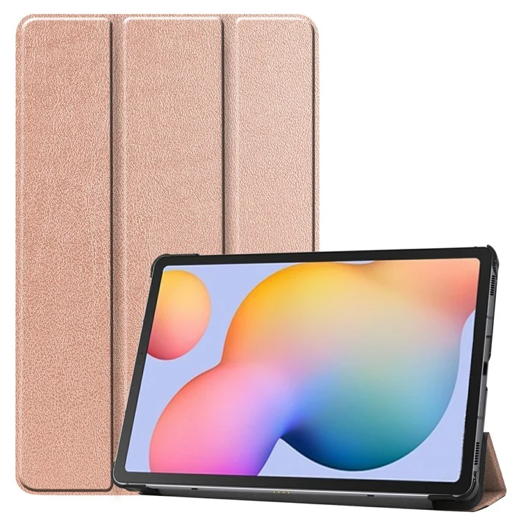 Tablet Case for Samsung Galaxy Tab S6 Lite (2024) / (2022) / (2020) Tri-Fold Stand PU Leather Cover - Black-Cellmalls