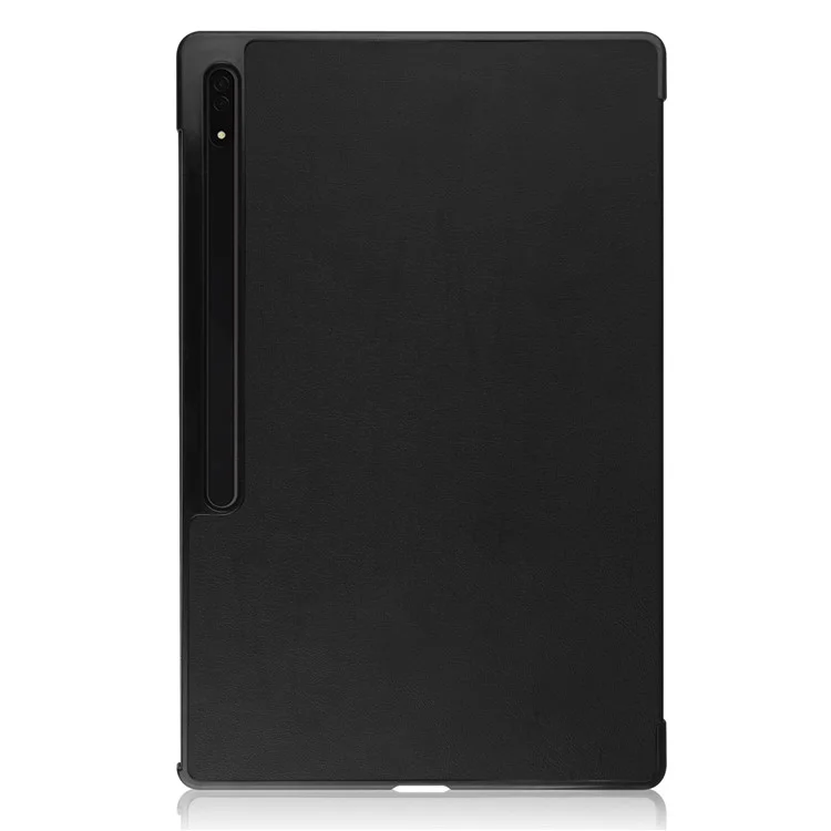 For Samsung Galaxy Tab S8 Ultra Tri-fold Stand Tablet Case Auto Wake / Sleep Leather Tablet Cover - Black-Cellmalls