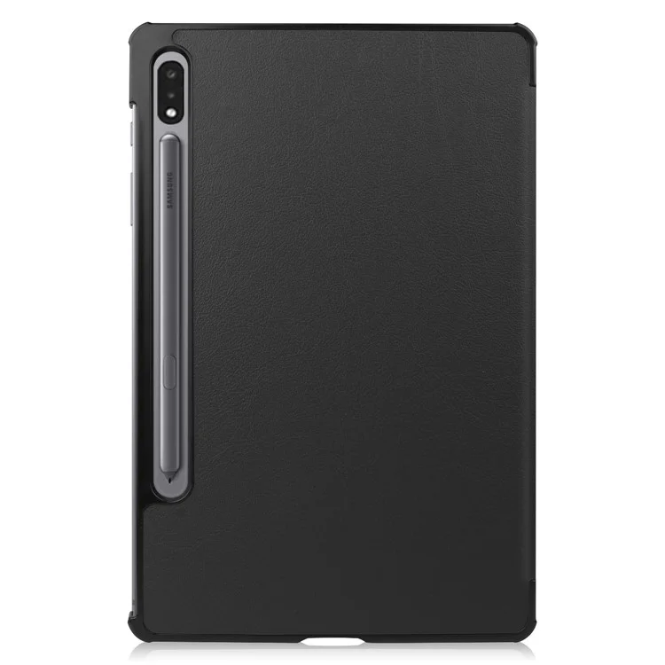 Ultra Slim Tri-fold Stand PU Leather Hard Shell Folio Tablet Case for Samsung Galaxy Tab S7 T870 / S8 - Black-Cellmalls
