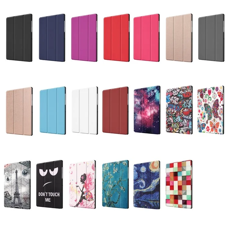 Slim Lightweight Stable Tri-fold Stand Stand PU Leather Protective Full Body Cover for Samsung Galaxy Tab S5e SM-T720 Protective Tablet Cover - Black-Cellmalls