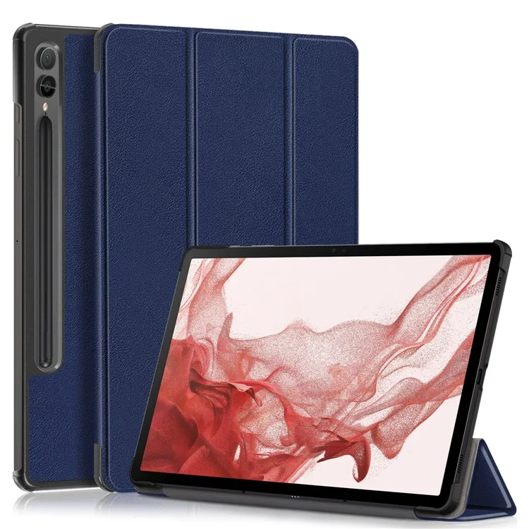 For Samsung Galaxy Tab S10+ Wi-Fi SM-X820 SM-X826B / Tab S9+ / S9 FE+ PU Leather Trifold Stand Cover Smart Tablet Case - Black-Cellmalls